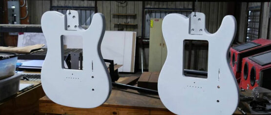 Two TS style guitars painted